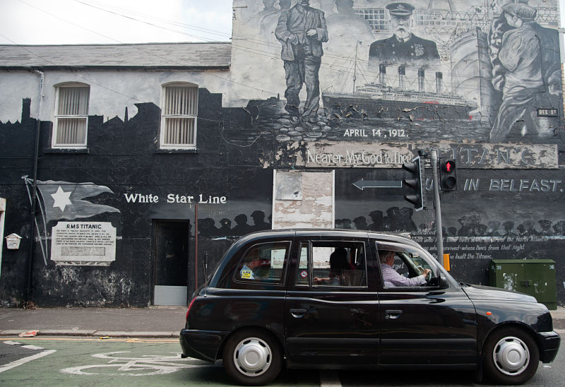 Belfast Northern Ireland black cab - avoid tourism crowds in Ireland