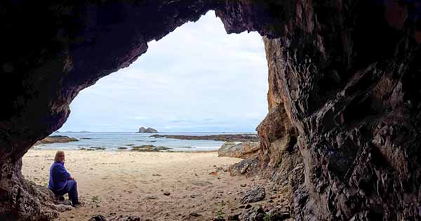 Cave overlooking a beach