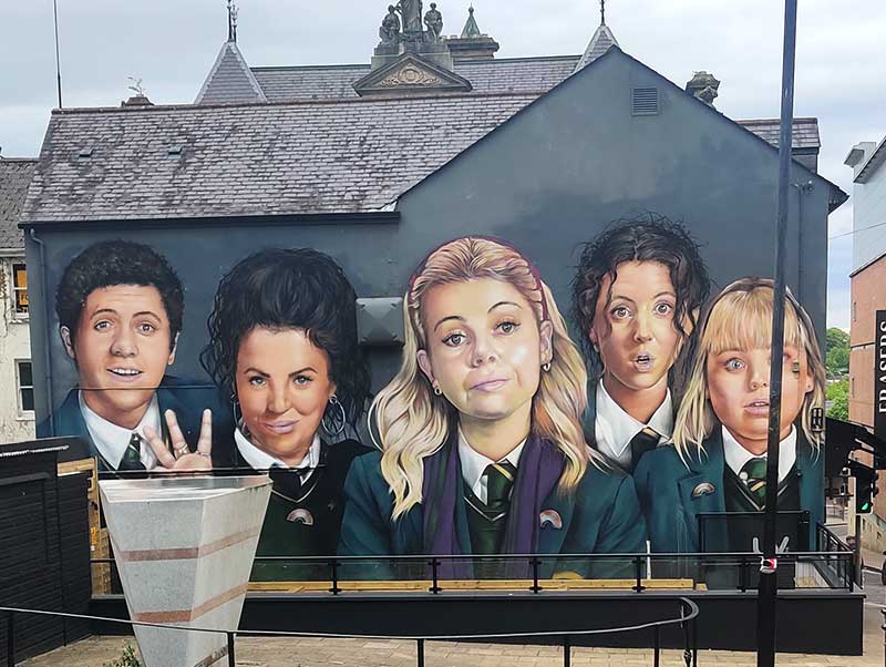The Derry Girls mural in Derry.