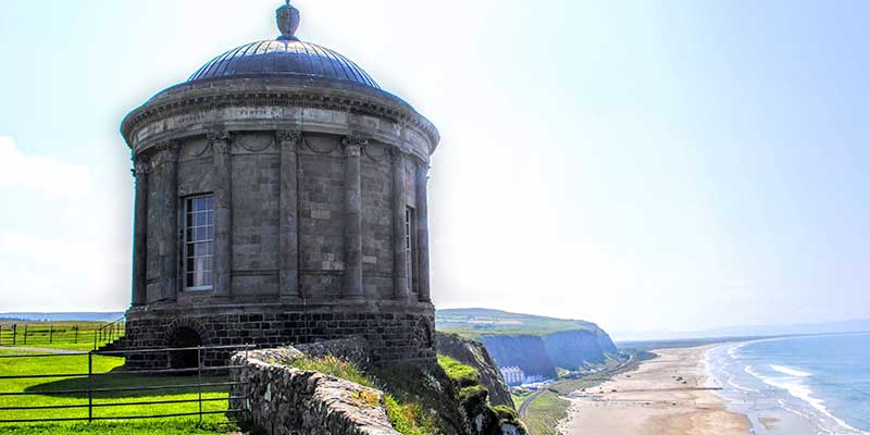 Mussenden Temple perched upon a clifftop.