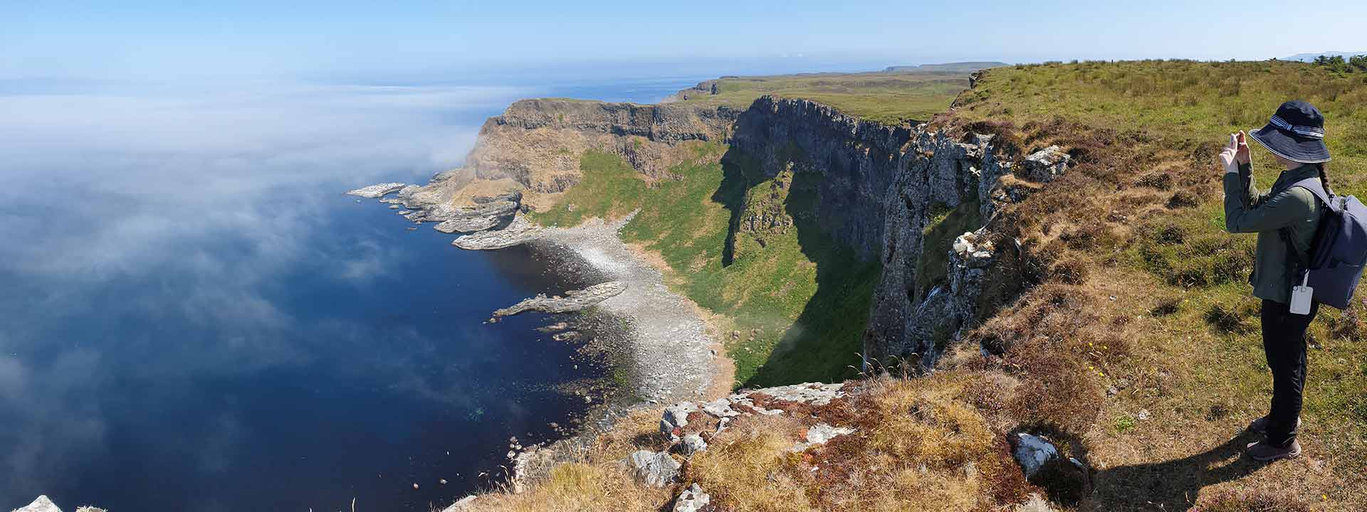Cliffs overlooking blue sea