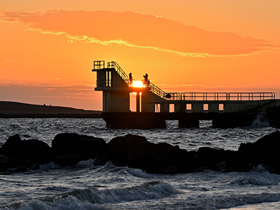 Blackrock Diving Tower, Salthill, Galway at sunset.
